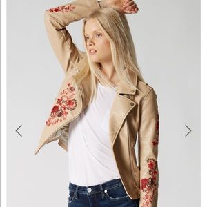 Blank NYC vegan leather floral embroidered jacket